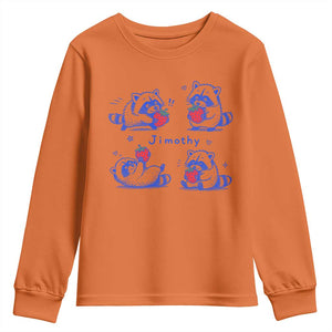 Funny Jimothy Viral Raccoon Youth Sweatshirt Cute Baby Trash Panda Strawberry