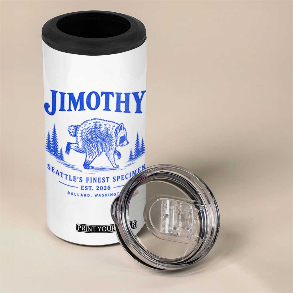 Jimothy Viral Raccoon From Seattle 4 in 1 Can Cooler Tumbler Funny Trash Panda Wildlife Seattle Feral Legend