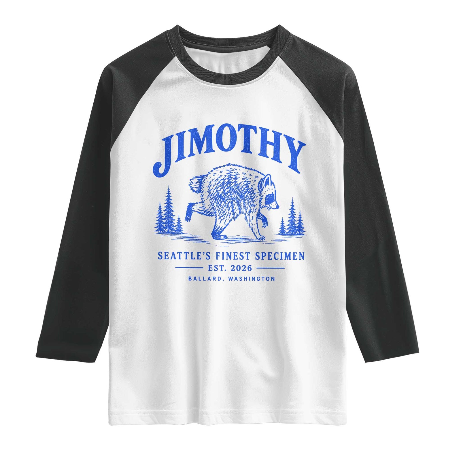 Jimothy Viral Raccoon From Seattle Raglan Shirt Funny Trash Panda Wildlife Seattle Feral Legend TS10 White Black Print Your Wear