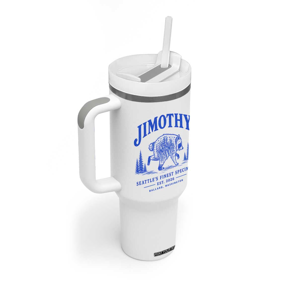 Jimothy Viral Raccoon From Seattle Tumbler With Handle Funny Trash Panda Wildlife Seattle Feral Legend