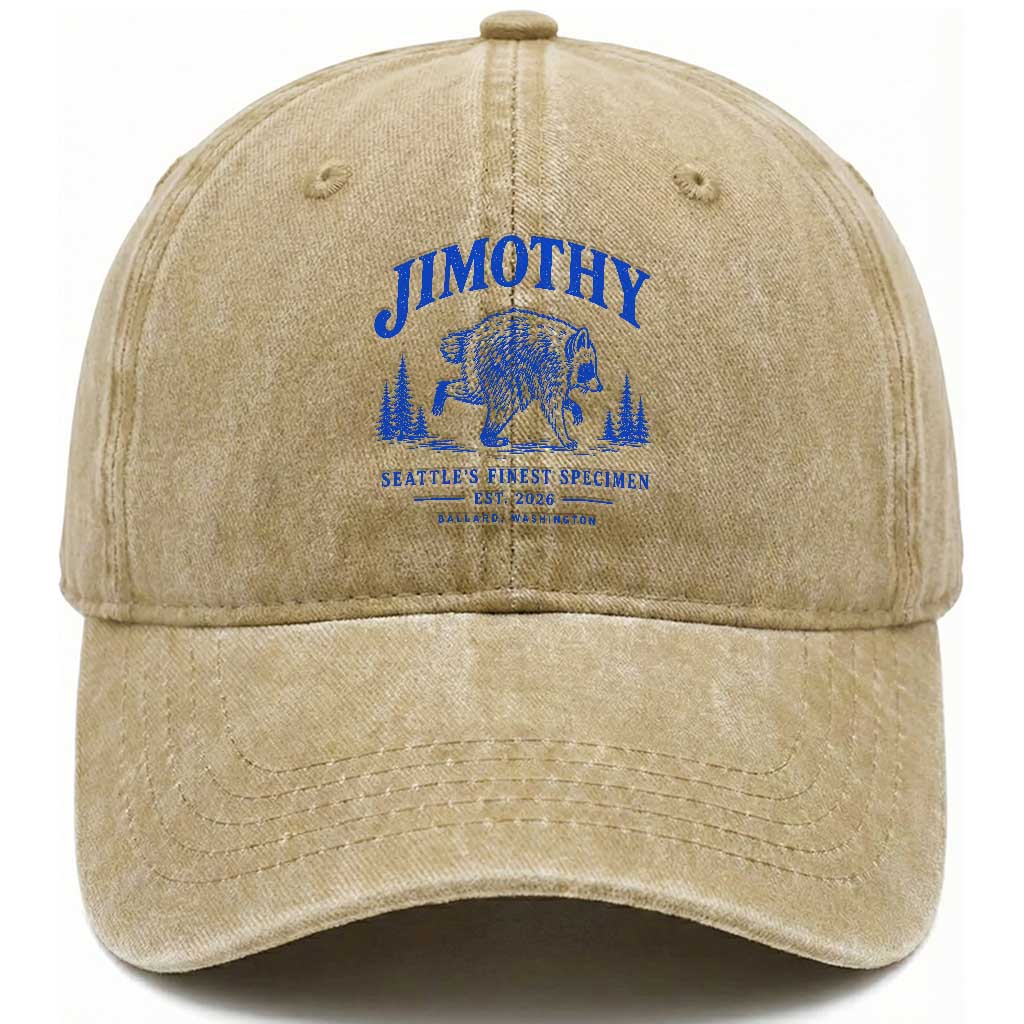 Jimothy Viral Raccoon From Seattle Washed Cotton Baseball Cap Funny Trash Panda Wildlife Seattle Feral Legend TS10 Print Your Wear