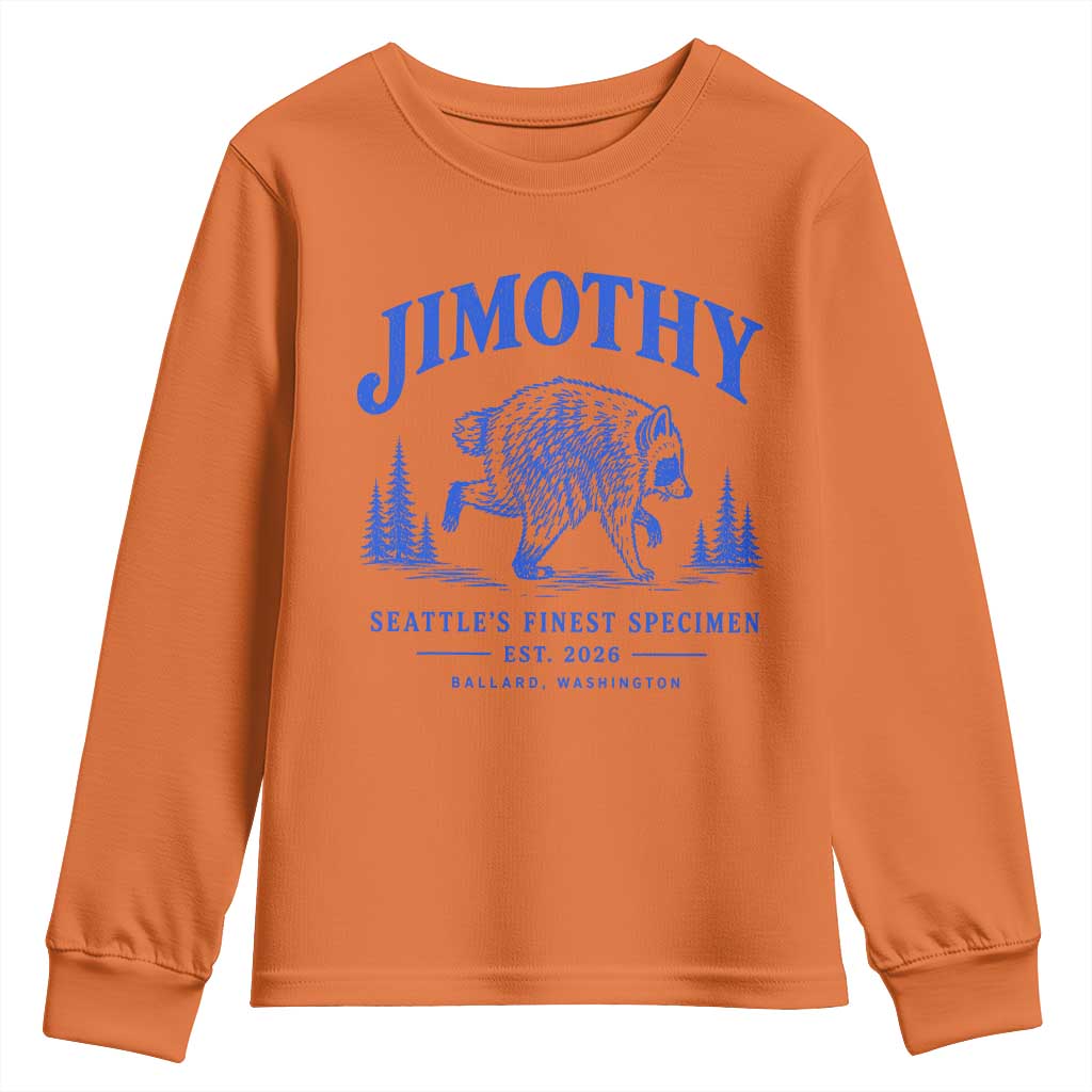 Jimothy Viral Raccoon From Seattle Youth Sweatshirt Funny Trash Panda Wildlife Seattle Feral Legend
