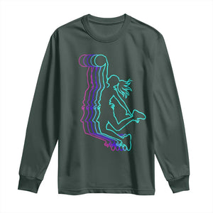 Basketball Girl Long Sleeve Shirt Player Slam Dunk Teens Girls TS10 Dark Forest Green Print Your Wear
