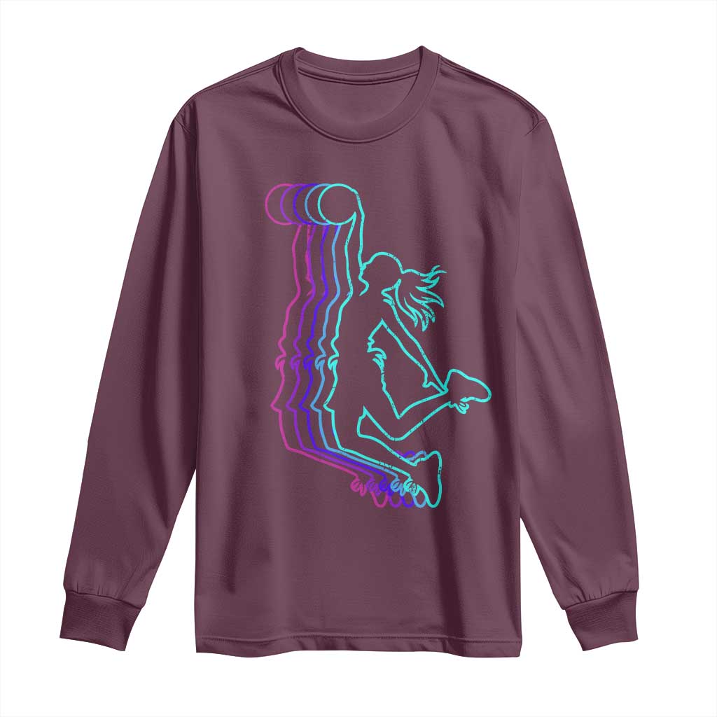 Basketball Girl Long Sleeve Shirt Player Slam Dunk Teens Girls TS10 Maroon Print Your Wear