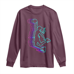 Basketball Girl Long Sleeve Shirt Player Slam Dunk Teens Girls TS10 Maroon Print Your Wear