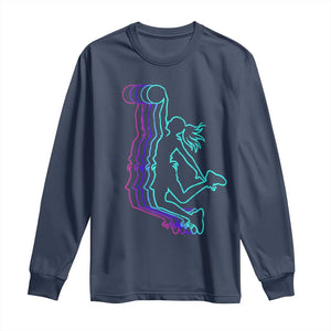 Basketball Girl Long Sleeve Shirt Player Slam Dunk Teens Girls TS10 Navy Print Your Wear