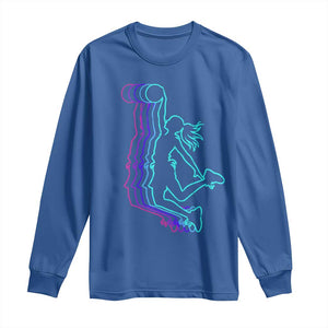 Basketball Girl Long Sleeve Shirt Player Slam Dunk Teens Girls TS10 Royal Blue Print Your Wear
