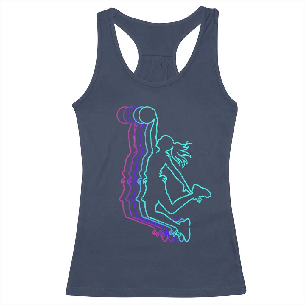 Basketball Girl Racerback Tank Top Player Slam Dunk Teens Girls TS10 Navy Print Your Wear