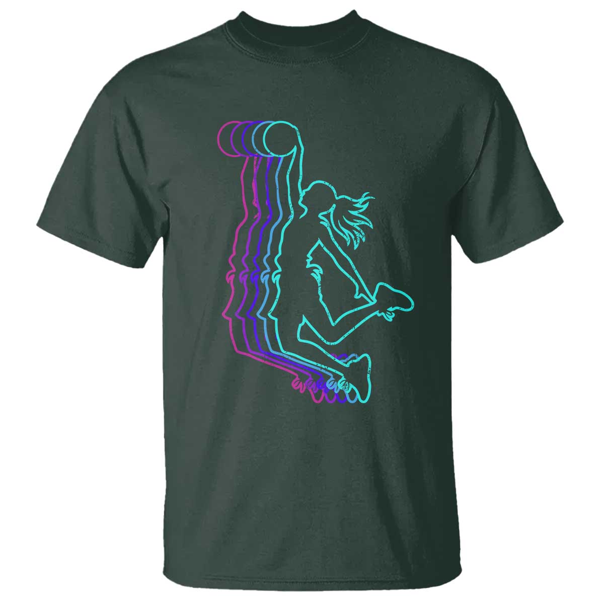 Basketball Girl T Shirt Player Slam Dunk Teens Girls TS10 Dark Forest Green Print Your Wear