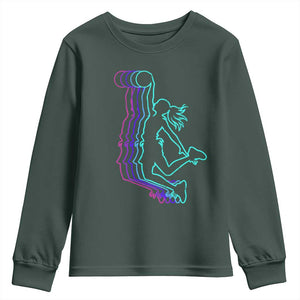 Basketball Girl Youth Sweatshirt Player Slam Dunk Teens Girls TS10 Dark Forest Green Print Your Wear