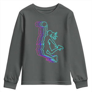 Basketball Girl Youth Sweatshirt Player Slam Dunk Teens Girls TS10 Dark Heather Print Your Wear
