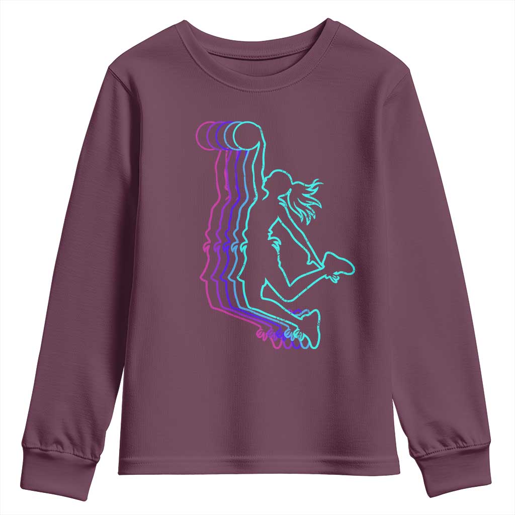 Basketball Girl Youth Sweatshirt Player Slam Dunk Teens Girls TS10 Maroon Print Your Wear