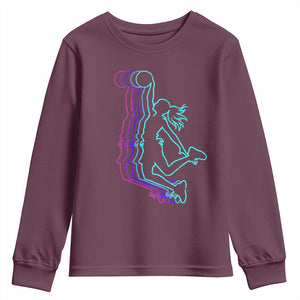 Basketball Girl Youth Sweatshirt Player Slam Dunk Teens Girls TS10 Maroon Print Your Wear