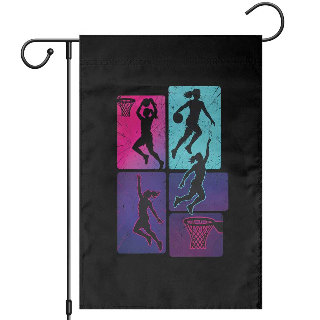 Basketball Girls Garden Flag Retro Neon Girl Dunk Hoop Sports TS10 Black Print Your Wear