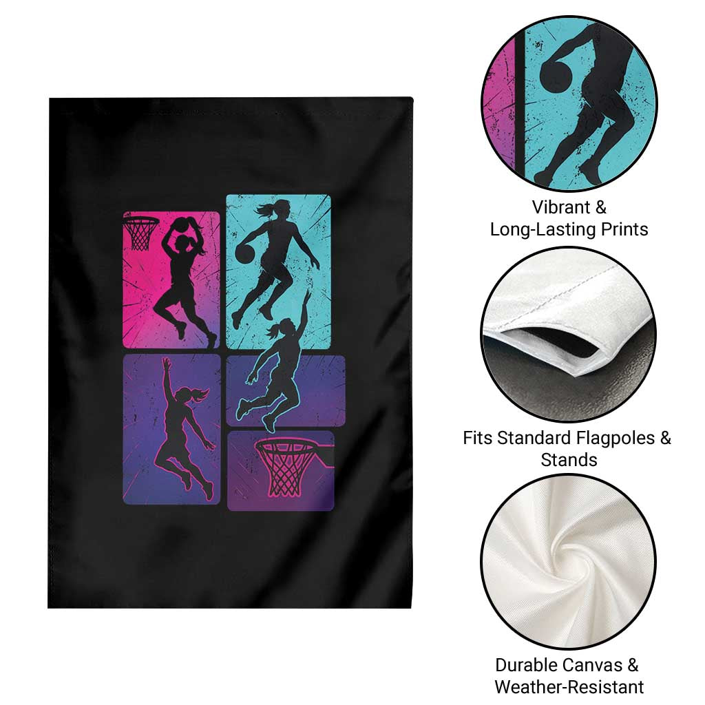 Basketball Girls Garden Flag Retro Neon Girl Dunk Hoop Sports TS10 Print Your Wear