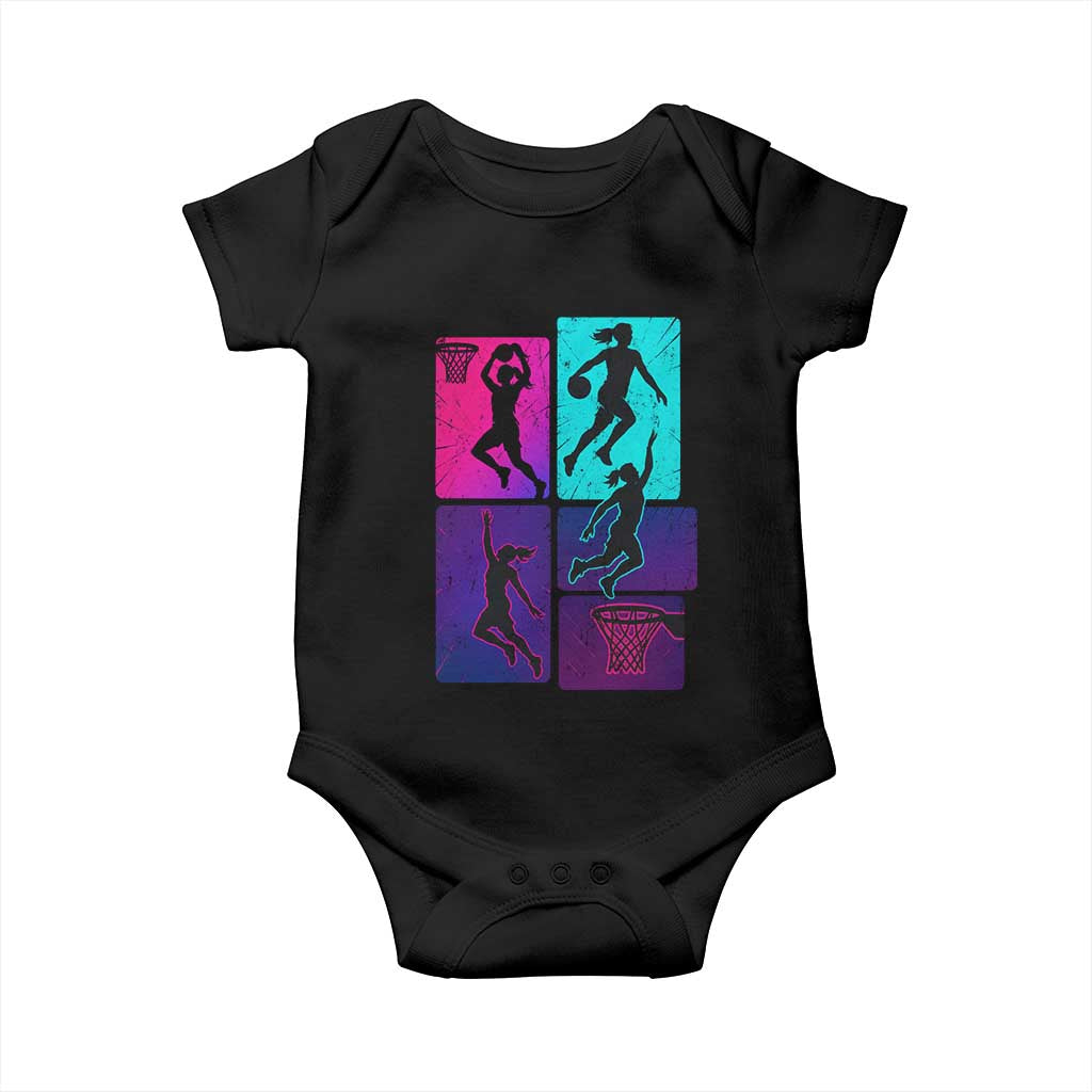 Basketball Girls Baby Onesie Retro Neon Girl Dunk Hoop Sports TS10 Black Print Your Wear