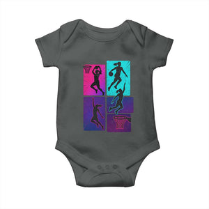 Basketball Girls Baby Onesie Retro Neon Girl Dunk Hoop Sports TS10 Dark Heather Print Your Wear
