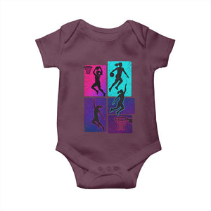 Basketball Girls Baby Onesie Retro Neon Girl Dunk Hoop Sports TS10 Maroon Print Your Wear