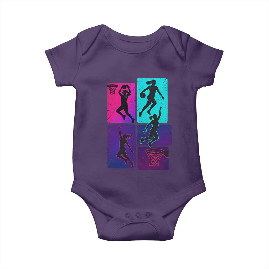 Basketball Girls Baby Onesie Retro Neon Girl Dunk Hoop Sports TS10 Purple Print Your Wear