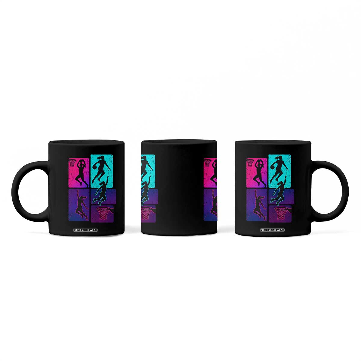 Basketball Girls Coffee Mug Retro Neon Girl Dunk Hoop Sports TS10 Print Your Wear
