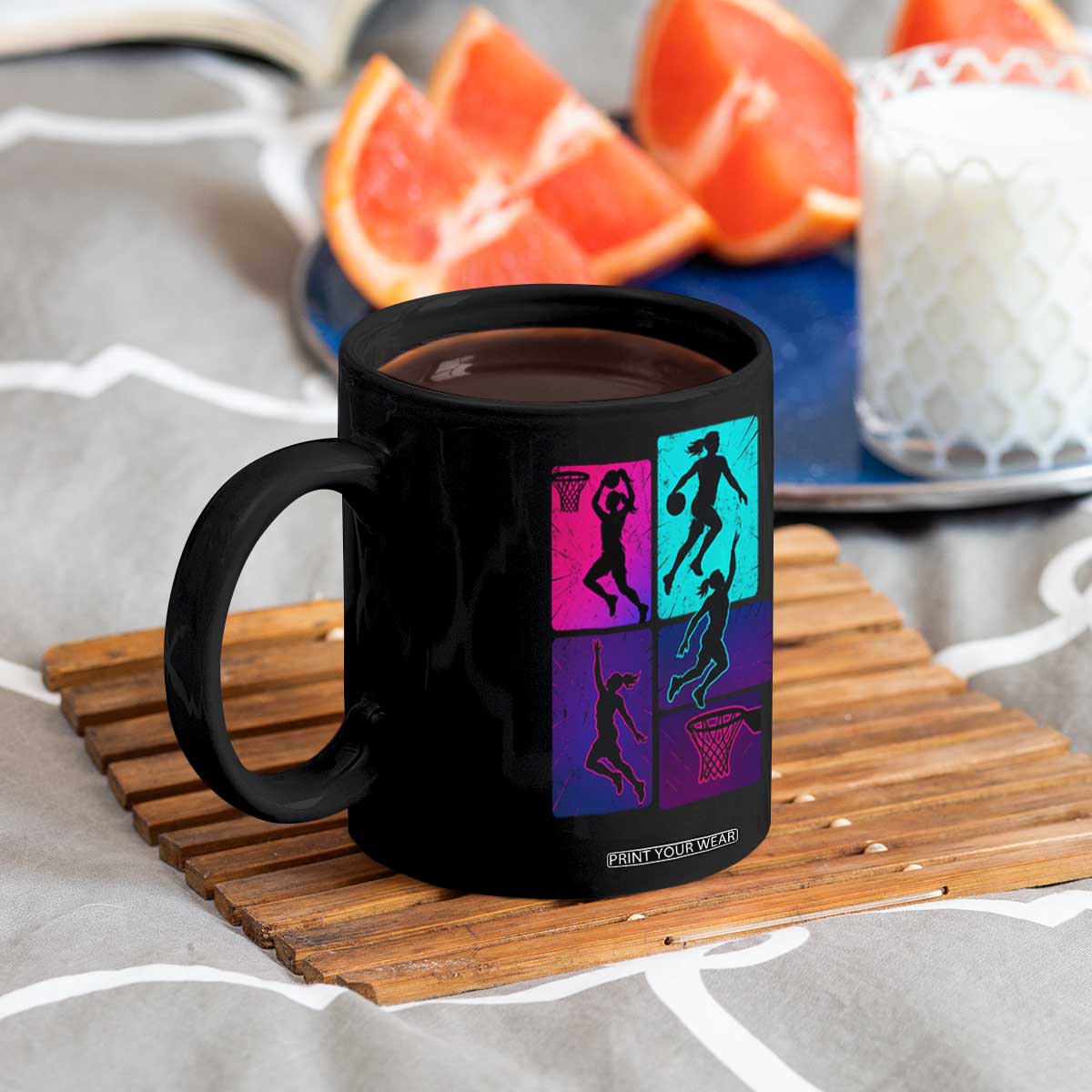 Basketball Girls Coffee Mug Retro Neon Girl Dunk Hoop Sports TS10 Print Your Wear