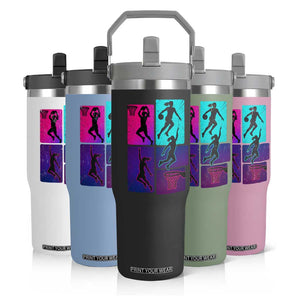 Basketball Girls Flip Straw Tumbler Retro Neon Girl Dunk Hoop Sports TS10 Print Your Wear