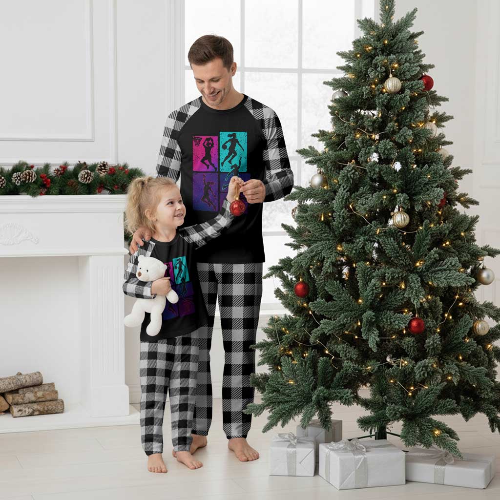 Basketball Girls Plaid Pajama Set Retro Neon Girl Dunk Hoop Sports TS10 White Plaid Print Your Wear