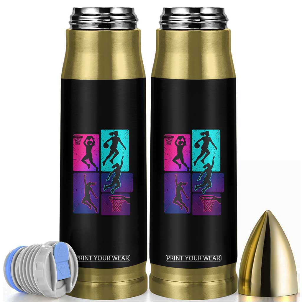Basketball Girls Bullet Tumbler Retro Neon Girl Dunk Hoop Sports TS10 Black Print Your Wear
