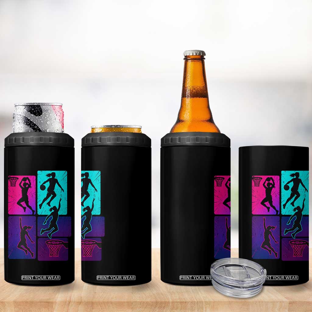 Basketball Girls 4 in 1 Can Cooler Tumbler Retro Neon Girl Dunk Hoop Sports TS10 Print Your Wear