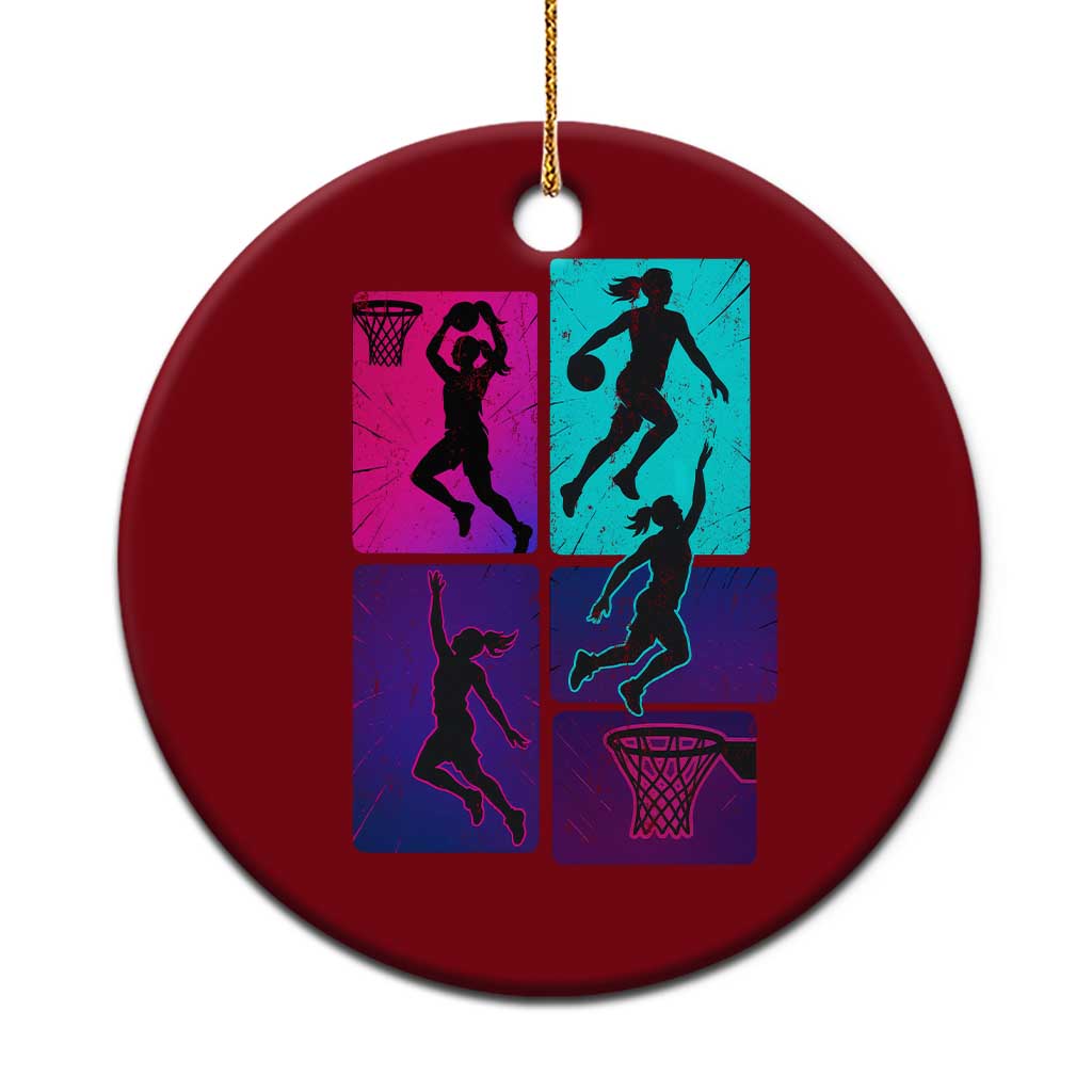 Basketball Girls Ceramic Ornament Retro Neon Girl Dunk Hoop Sports TS10 1pc Red Print Your Wear