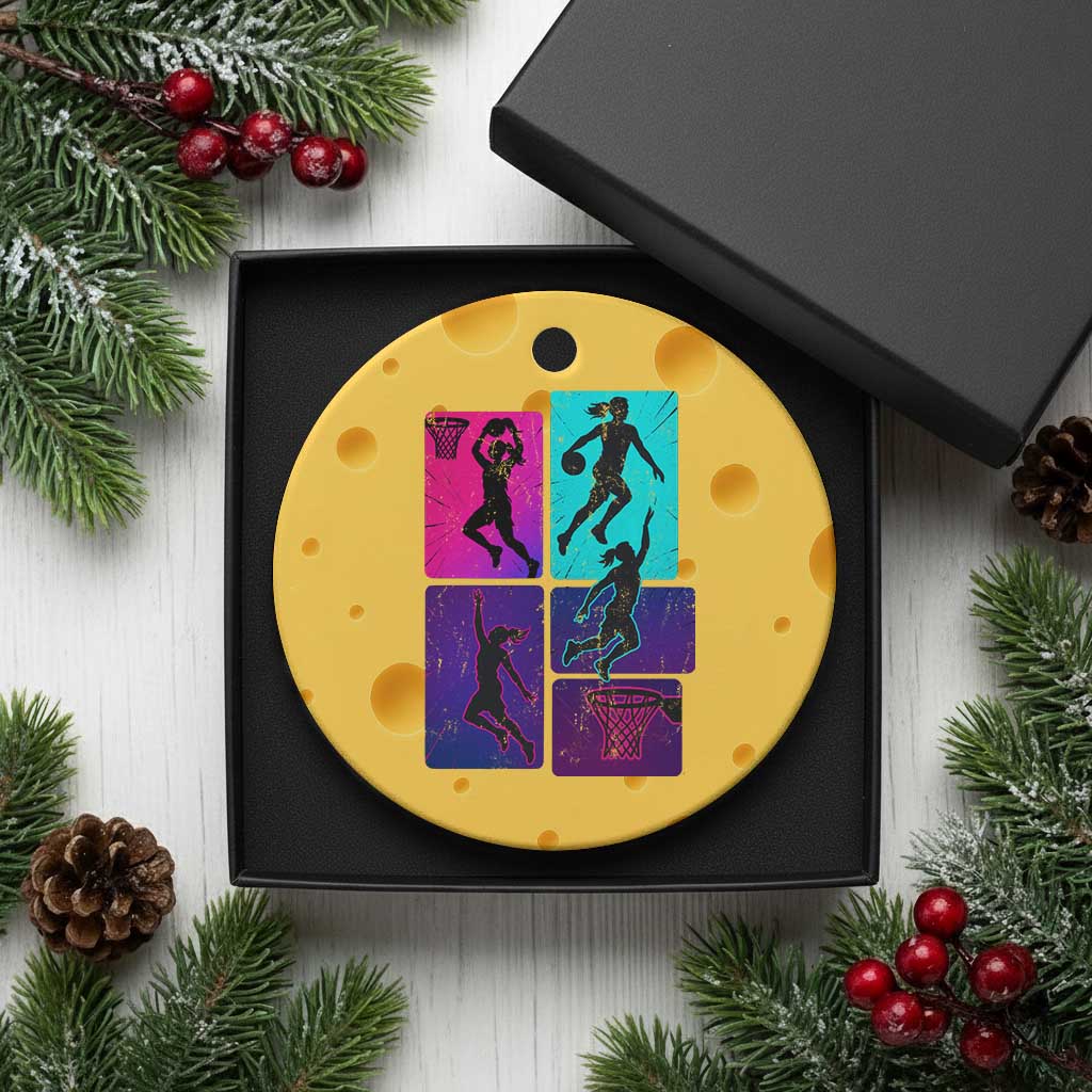 Basketball Girls Ceramic Ornament Retro Neon Girl Dunk Hoop Sports TS10 1pc Yellow Cheese Print Your Wear