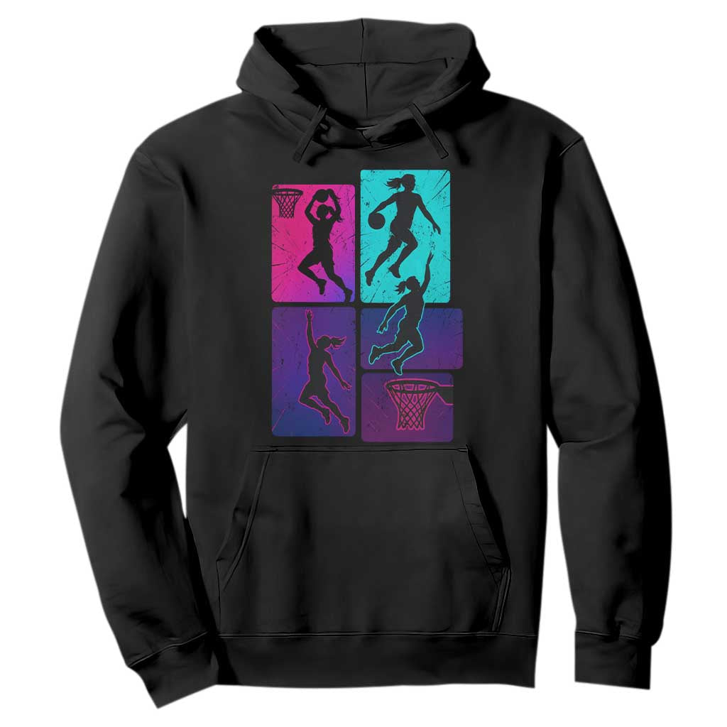Basketball Girls Hoodie Retro Neon Girl Dunk Hoop Sports TS10 Black Print Your Wear