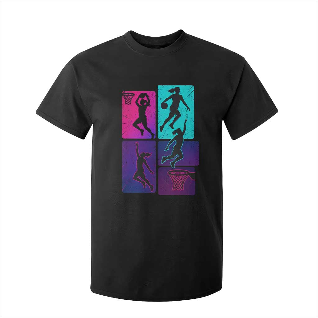 Basketball Girls T Shirt For Kid Retro Neon Girl Dunk Hoop Sports TS10 Black Print Your Wear