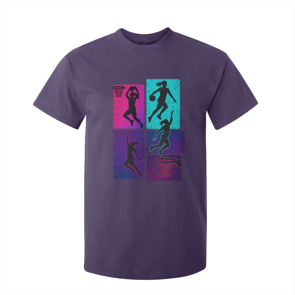 Basketball Girls T Shirt For Kid Retro Neon Girl Dunk Hoop Sports TS10 Purple Print Your Wear