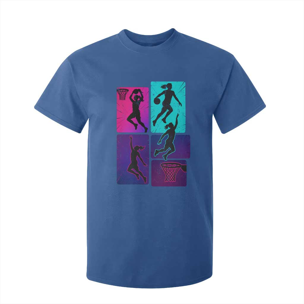 Basketball Girls T Shirt For Kid Retro Neon Girl Dunk Hoop Sports TS10 Royal Blue Print Your Wear