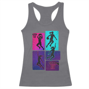 Basketball Girls Racerback Tank Top Retro Neon Girl Dunk Hoop Sports TS10 Charcoal Print Your Wear
