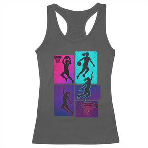 Basketball Girls Racerback Tank Top Retro Neon Girl Dunk Hoop Sports TS10 Dark Heather Print Your Wear