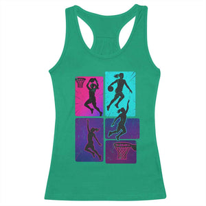 Basketball Girls Racerback Tank Top Retro Neon Girl Dunk Hoop Sports TS10 Irish Green Print Your Wear