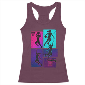 Basketball Girls Racerback Tank Top Retro Neon Girl Dunk Hoop Sports TS10 Maroon Print Your Wear