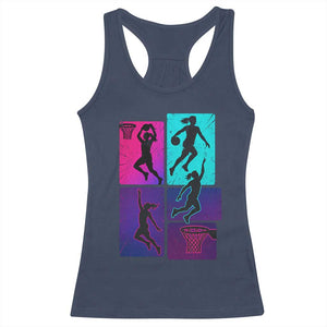 Basketball Girls Racerback Tank Top Retro Neon Girl Dunk Hoop Sports TS10 Navy Print Your Wear