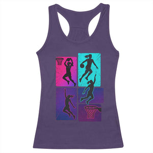 Basketball Girls Racerback Tank Top Retro Neon Girl Dunk Hoop Sports TS10 Purple Print Your Wear