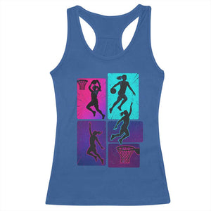 Basketball Girls Racerback Tank Top Retro Neon Girl Dunk Hoop Sports TS10 Royal Blue Print Your Wear