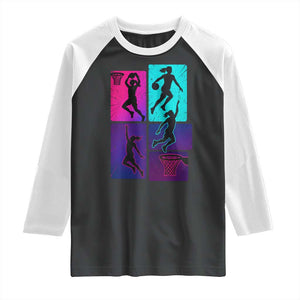 Basketball Girls Raglan Shirt Retro Neon Girl Dunk Hoop Sports TS10 Black White Print Your Wear