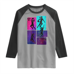 Basketball Girls Raglan Shirt Retro Neon Girl Dunk Hoop Sports TS10 Sport Gray Black Print Your Wear