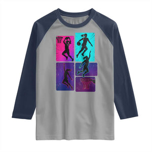 Basketball Girls Raglan Shirt Retro Neon Girl Dunk Hoop Sports TS10 Sport Gray Navy Print Your Wear
