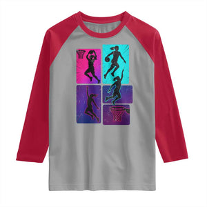 Basketball Girls Raglan Shirt Retro Neon Girl Dunk Hoop Sports TS10 Sport Gray Red Print Your Wear