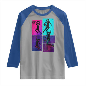 Basketball Girls Raglan Shirt Retro Neon Girl Dunk Hoop Sports TS10 Sport Gray Royal Print Your Wear