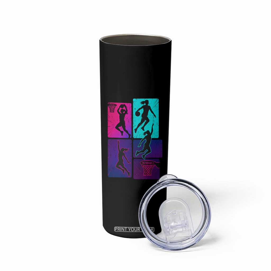 Basketball Girls Skinny Tumbler Retro Neon Girl Dunk Hoop Sports TS10 Print Your Wear