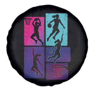 Basketball Girls Spare Tire Cover Retro Neon Girl Dunk Hoop Sports TS10 Print Your Wear