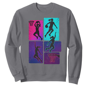 Basketball Girls Sweatshirt Retro Neon Girl Dunk Hoop Sports TS10 Charcoal Print Your Wear